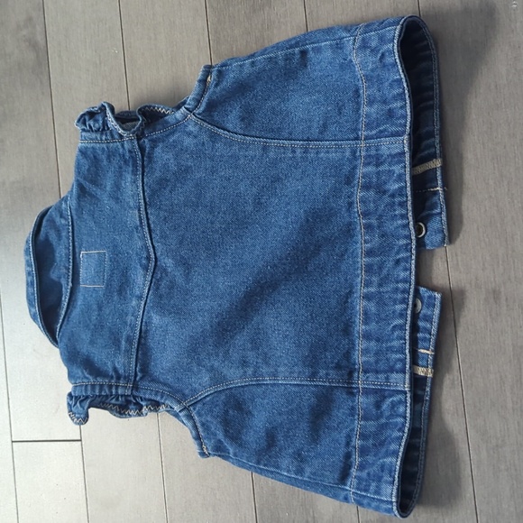 Gap Girl jeans vest sleeveless 6-12m flower Pink Blue - Picture 2 of 3